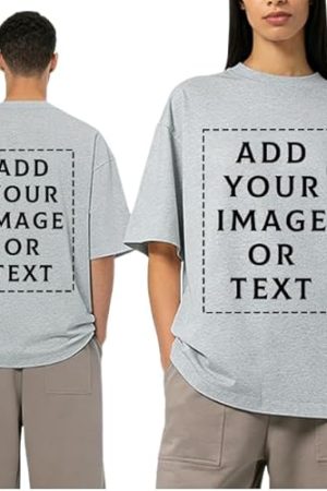 Custom T Shirts, Double Sided Unisex Tshirts for Adults, Custom Picture Text Logo Shirt for Personalized Gifts