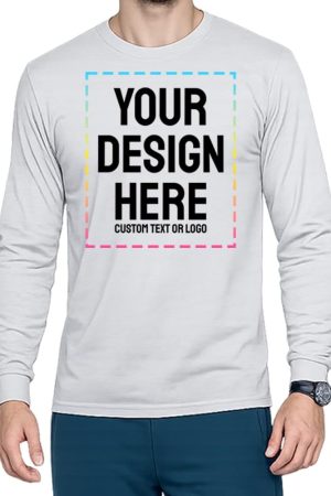 Custom Long Sleeve Shirt for Men – Heavy Cotton, Front Back & Sleeve Personalized Design, Black Tee