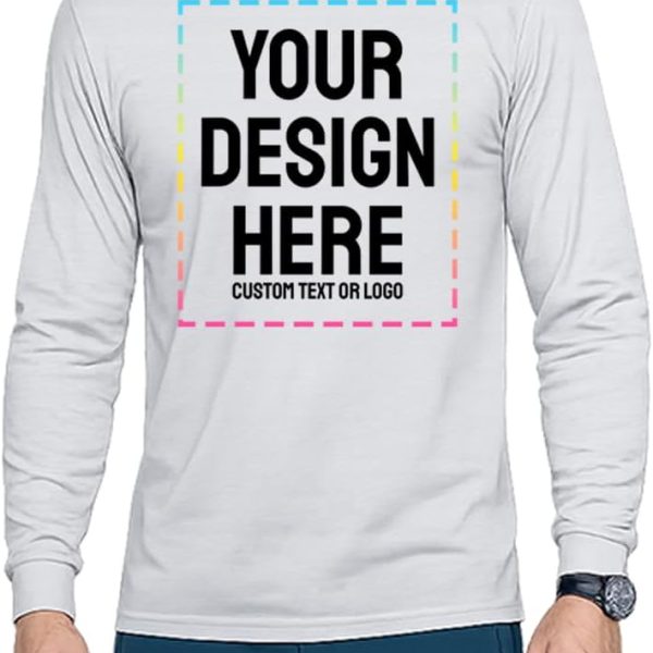 Custom Long Sleeve Shirt for Men – Heavy Cotton, Front Back & Sleeve Personalized Design, Black Tee