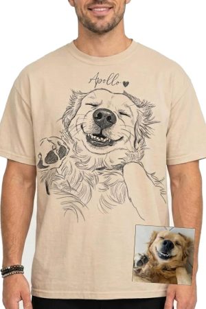 Personalized Dog Dad Shirt, Custom Pet Portrait Shirt with Names, Pets Photo T-Shirt, Best Dog Dad Ever Gift for Father's Day