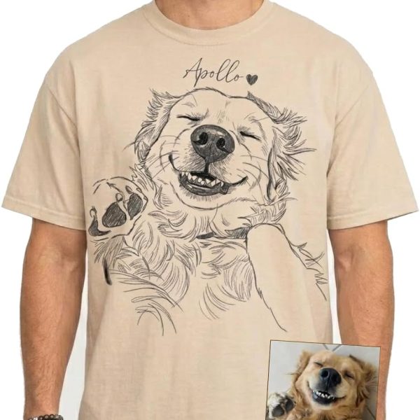 Personalized Dog Dad Shirt, Custom Pet Portrait Shirt with Names, Pets Photo T-Shirt, Best Dog Dad Ever Gift for Father's Day