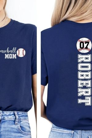 Baseball Soccer Football Mom Dad Shirt with Custom Name & Number, Grandma Grandpa Outfits for Game Day, Fathers & Mothers Day