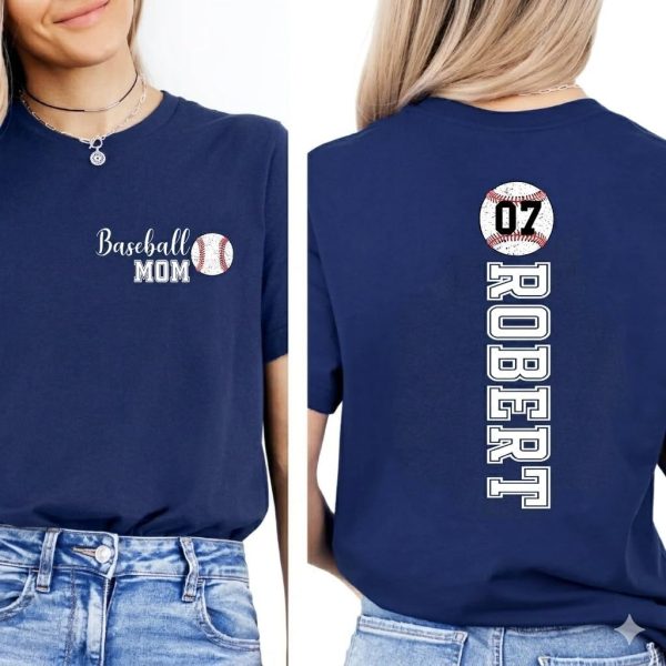 Baseball Soccer Football Mom Dad Shirt with Custom Name & Number, Grandma Grandpa Outfits for Game Day, Fathers & Mothers Day