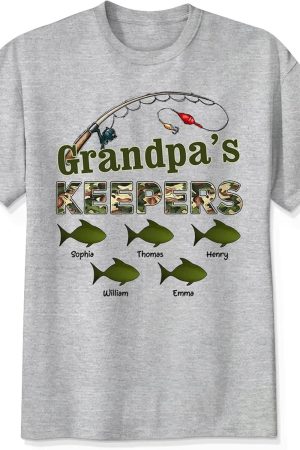 Personalized Grandpa Fishing Shirt for Men, Custom Dad Fishing Tshirt Sweatshirt Hoodie with Kid Name, Fish Grandpa Graphic Tee, Daddy Birthday Gifts 2026 Fathers Day Papa Grandfather Gifts DS04