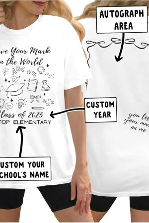 Custom Last Day of School Autograph Shirt for Students – Personalized Year & Name Graduation Signature Tshirt