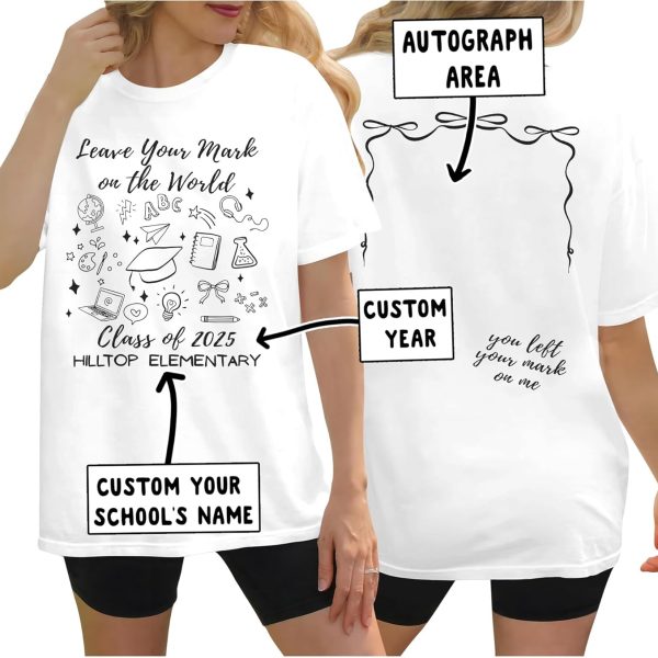 Custom Last Day of School Autograph Shirt for Students – Personalized Year & Name Graduation Signature Tshirt