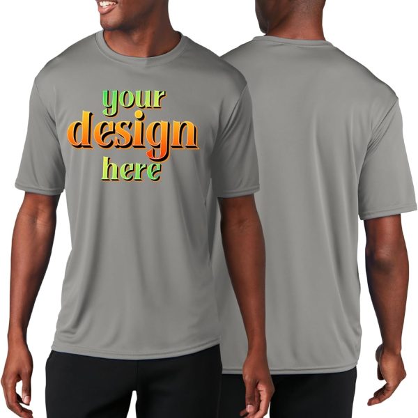 Custom Performance Tees -Athletic Shirt for Men Women Youth - Design Your Logo or Text - UPF 50 Moisture Wicking - Custom Business Logo Company Uniforms Unisex XS-4XL,18+ Colors pc380