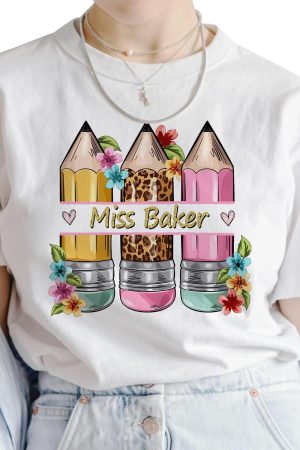 Custom Teacher Shirts for Women Personalized Teacher Tshirts with Name Grade Back to School First Day of School Shirts