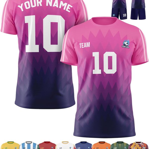 Custom Soccer Jersey Personalized Uniform Team Name Number Logo for Kids Youth Boys Men –