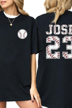 Custom Baseball Shirt with Name Number Baseball Mom Shirts Personalized Baseball Gifts Custom Sports T-Shirts for Women Men
