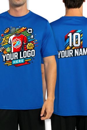 Custom Sport Performance T-Shirt, 100% Polyester, Moisture-Wicking, Personalized with Your Design, Printed in The USA