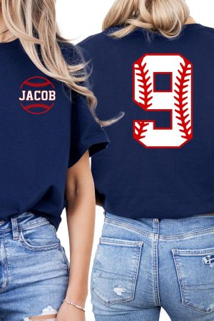 Baseball Shirt Women and Men with Name and Number Custom Baseball Shirt for Mom and Dad Personalized Name and Player Number Tee for Grandma Aunt Multi